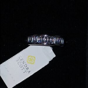 NWT Jack Silver Band Ring in Charcoal Gray Crystal By Kendra Scott.